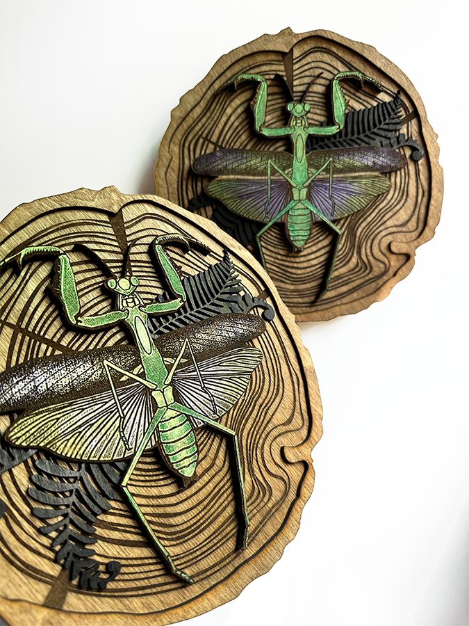 Praying Mantis Wood Slice