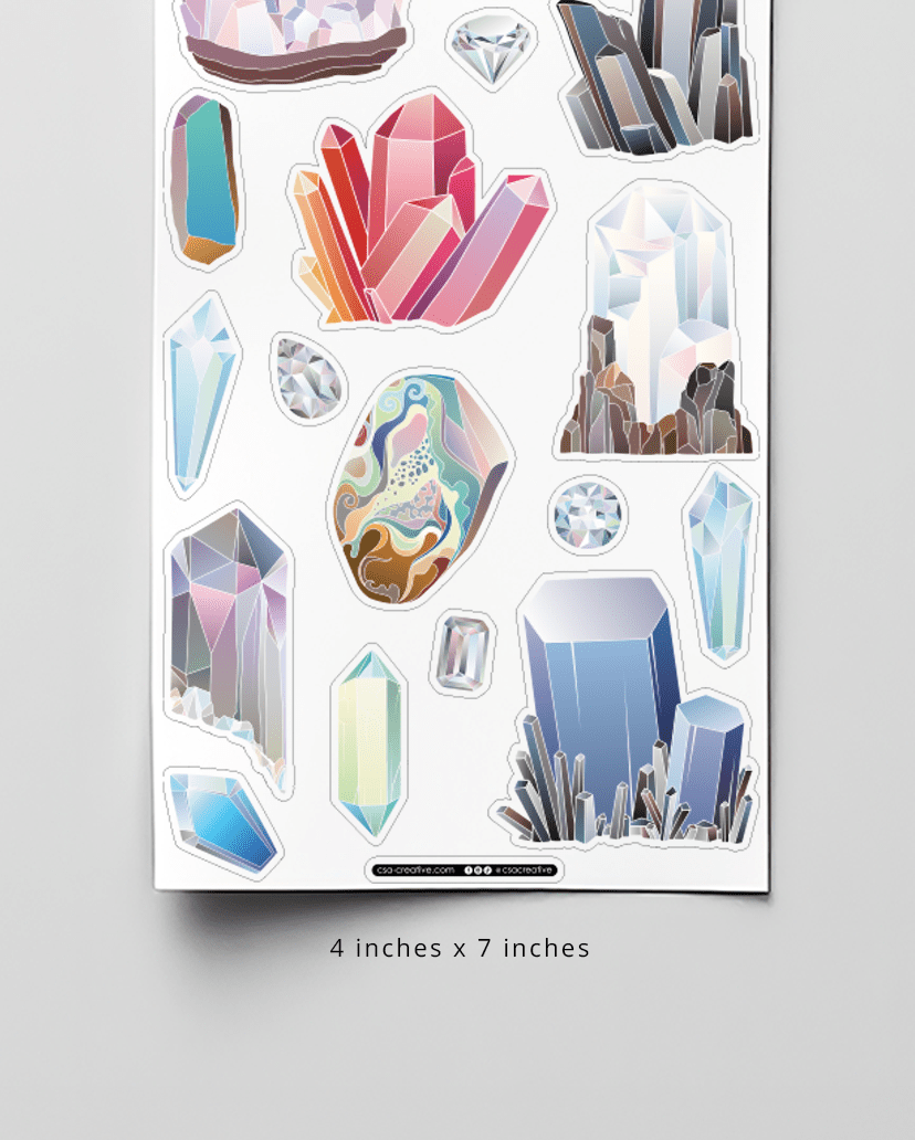 Crystals 4"x7" Sticker Sheet - Faux Theory Design