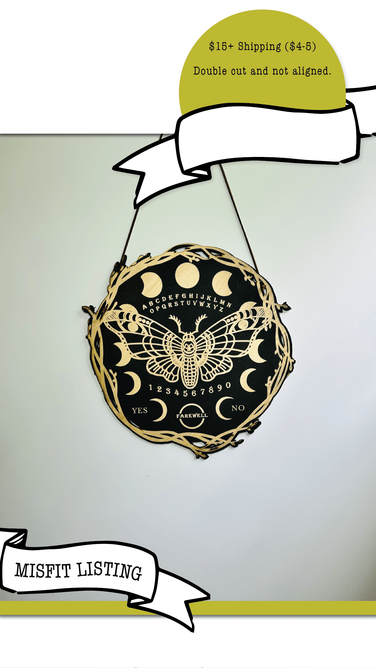 MISFIT LISTING - Black Moth Ouija - Faux Theory Design