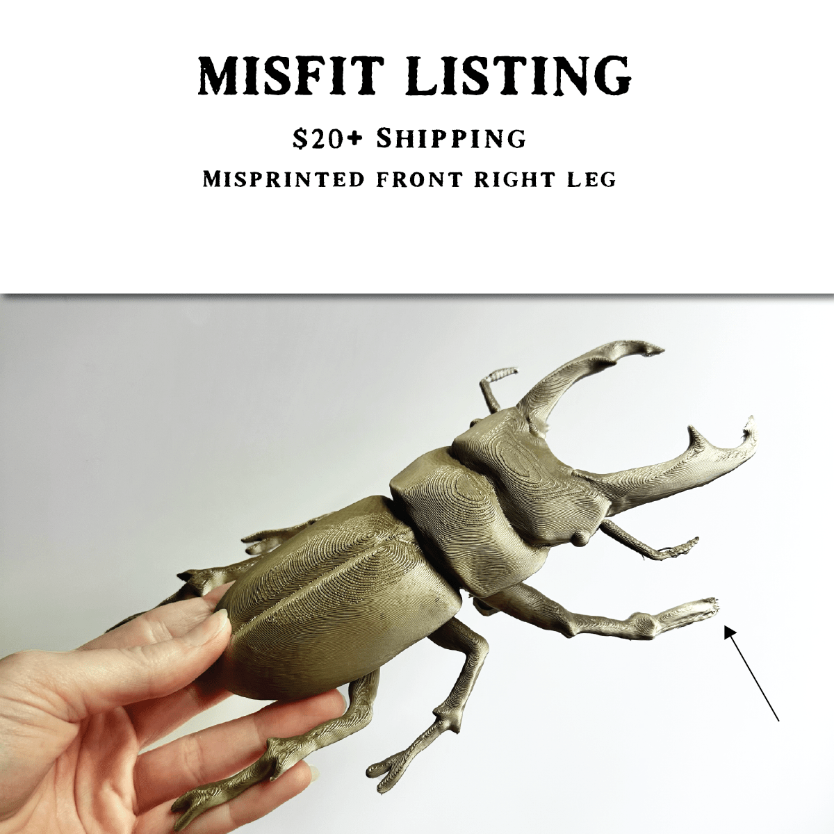 MISFIT LISTING - Giant Beetle - Gold Stag - Faux Theory Design