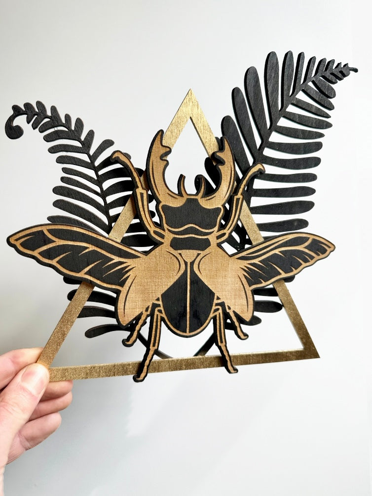 Stag Beetle with Ferns
