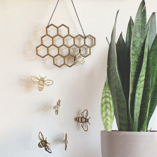 Bee Honeycomb Wall Hanging - Faux Theory Design