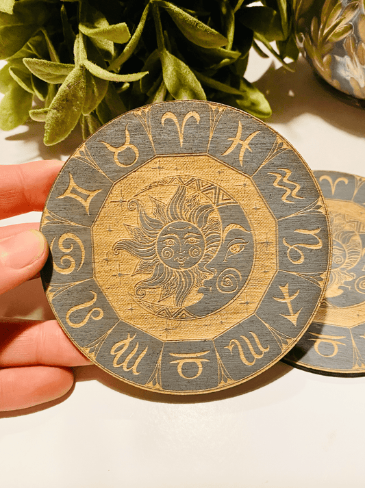 Distressed Zodiac Coasters - Faux Theory Design