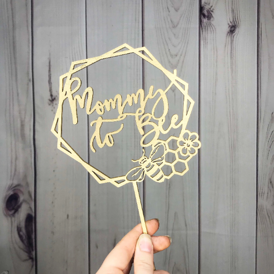 Mommy to Bee Geometric Cake Topper