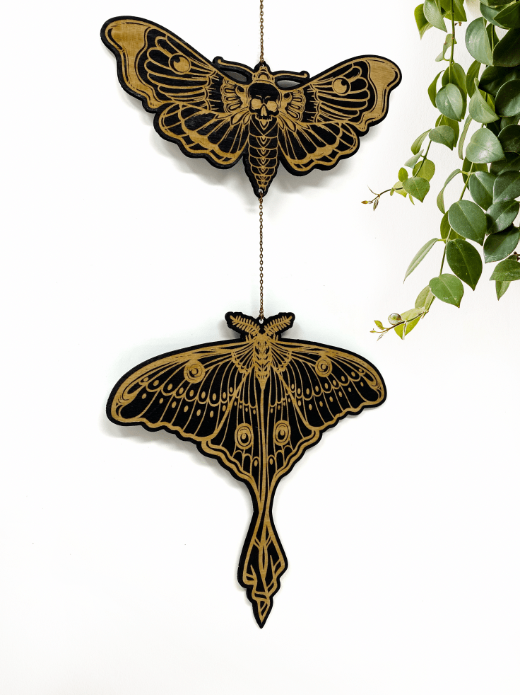 Luna Moth X Death Head Hawkmoth Wall Hanging - Faux Theory Design