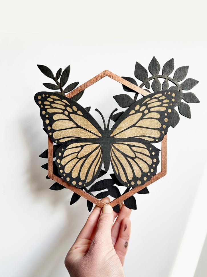 Monarch Butterfly with Ferns - Faux Theory Design