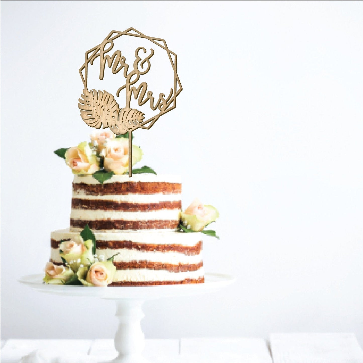 Mr & Mrs Geometric Wedding Cake Topper - Faux Theory Design