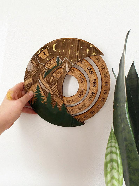 Perpetual Calendar Mountain Painting - Faux Theory Design