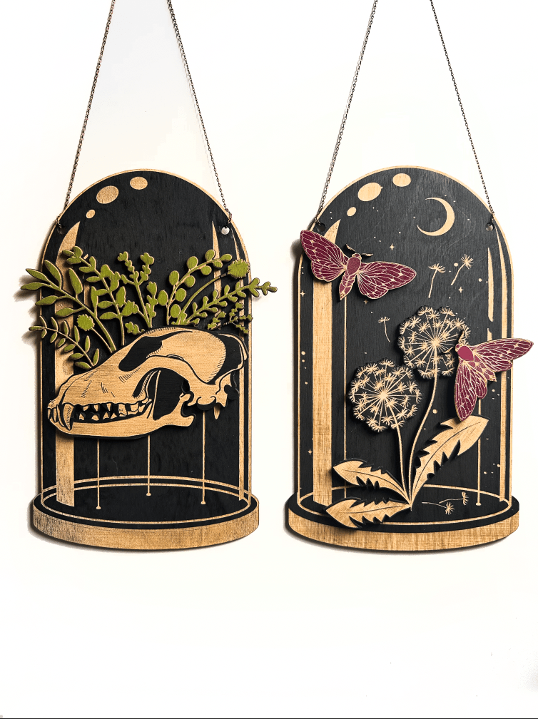 Wolf Skull Botanical Dome, Curiosities Dome - Faux Theory Design