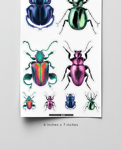 Beetles 4"x7" Sticker Sheet - Faux Theory Design