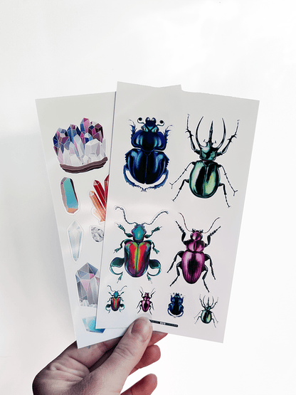 Beetles 4"x7" Sticker Sheet - Faux Theory Design