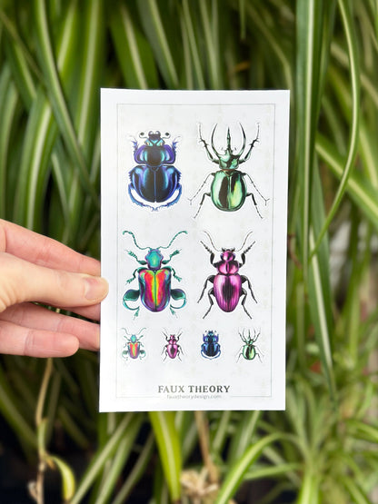 Beetles 4"x7" Sticker Sheet - Faux Theory Design