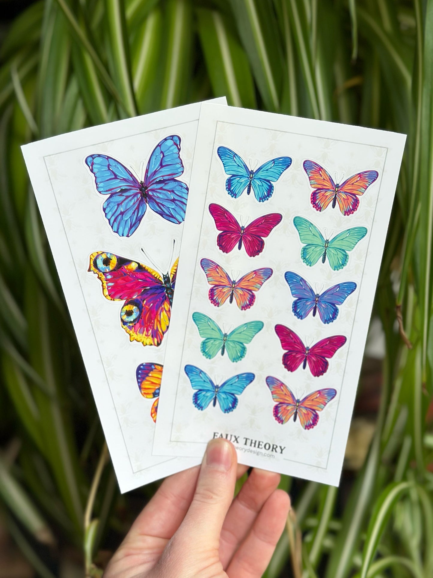 Colorful Butterflies 4"x7" Sticker Sheet - Faux Theory Design
