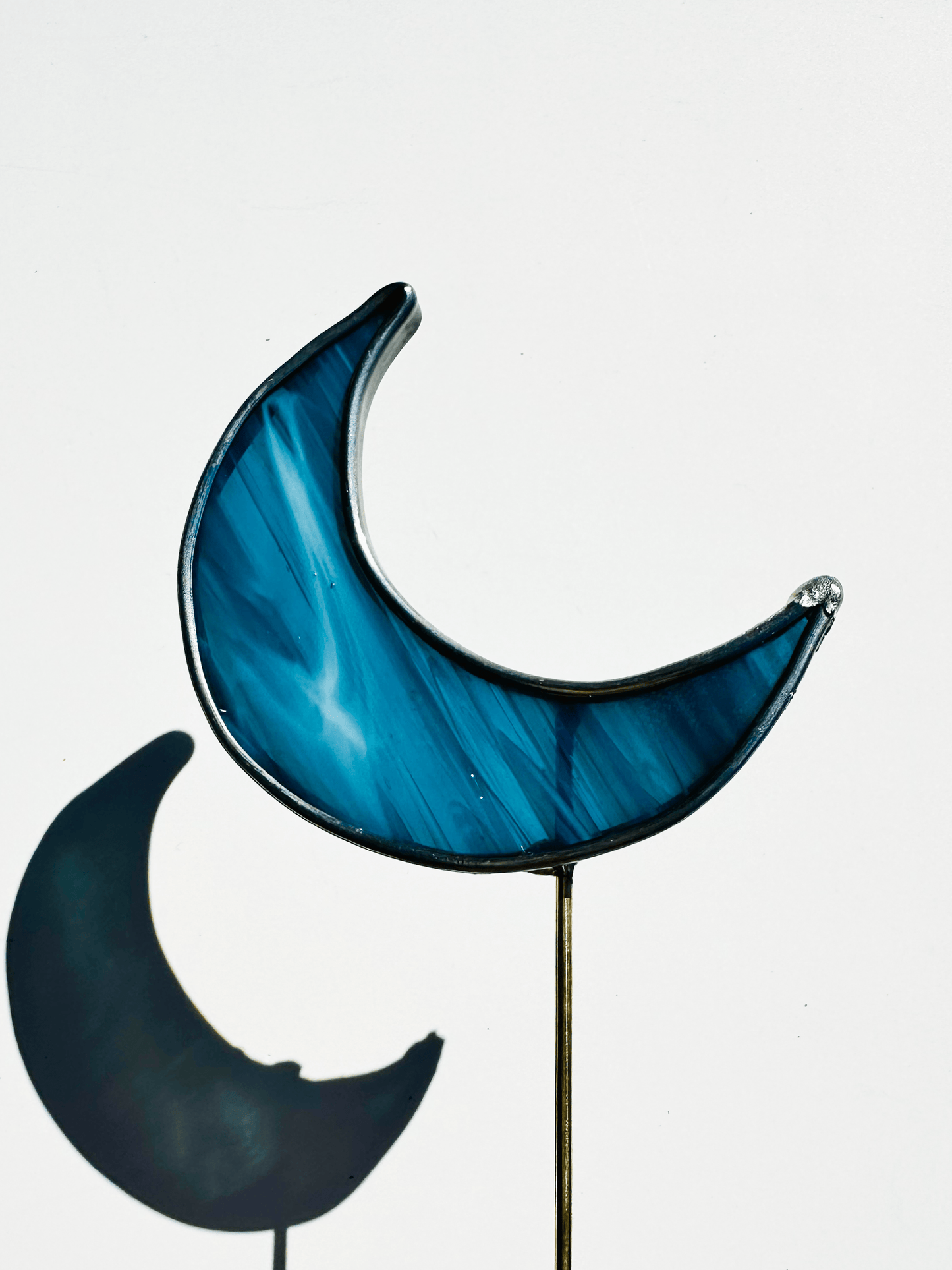 Crescent Moon Stained Glass Plant Stakes - Faux Theory Design