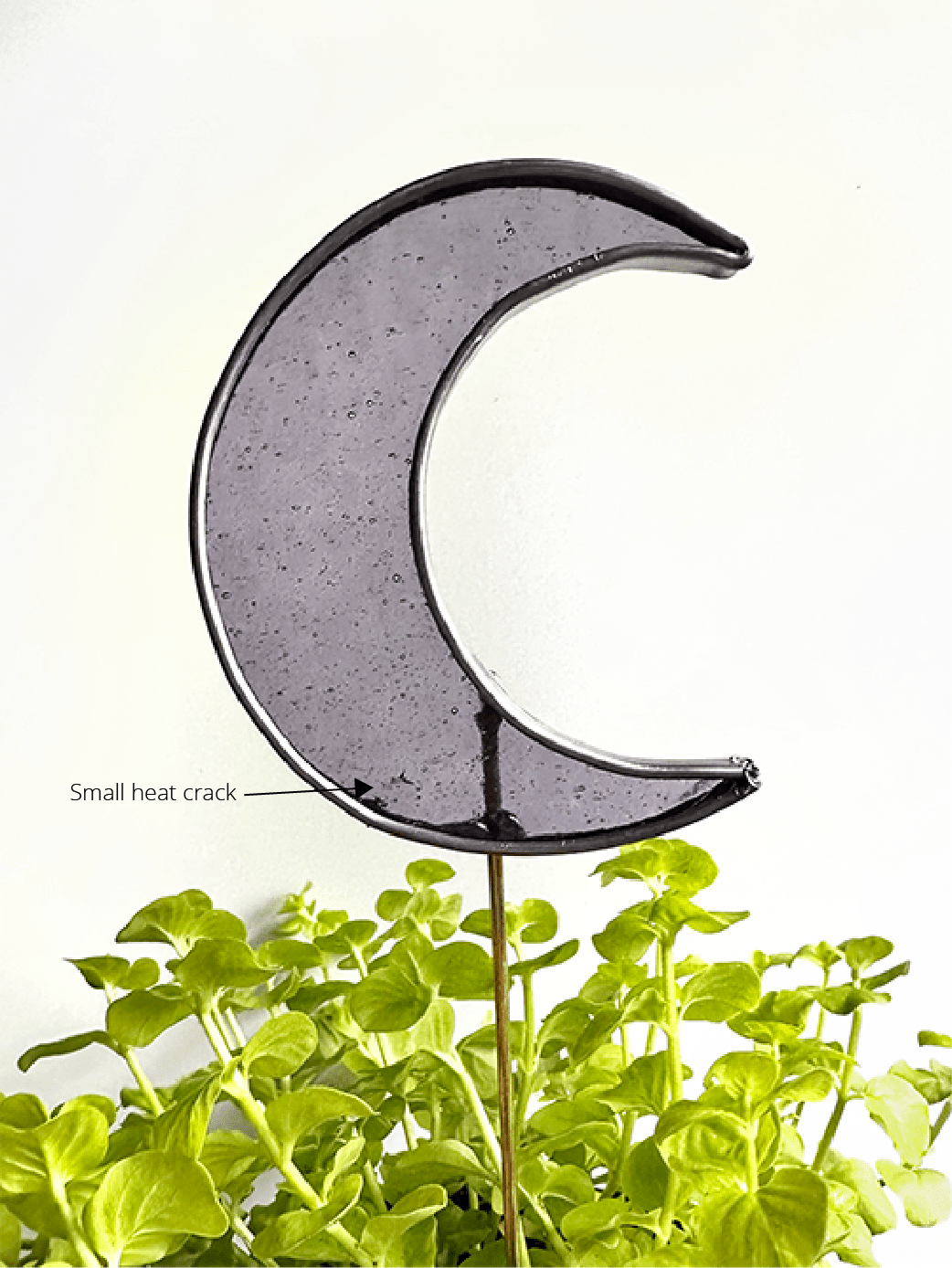 Crescent Moon Stained Glass Plant Stakes - Faux Theory Design