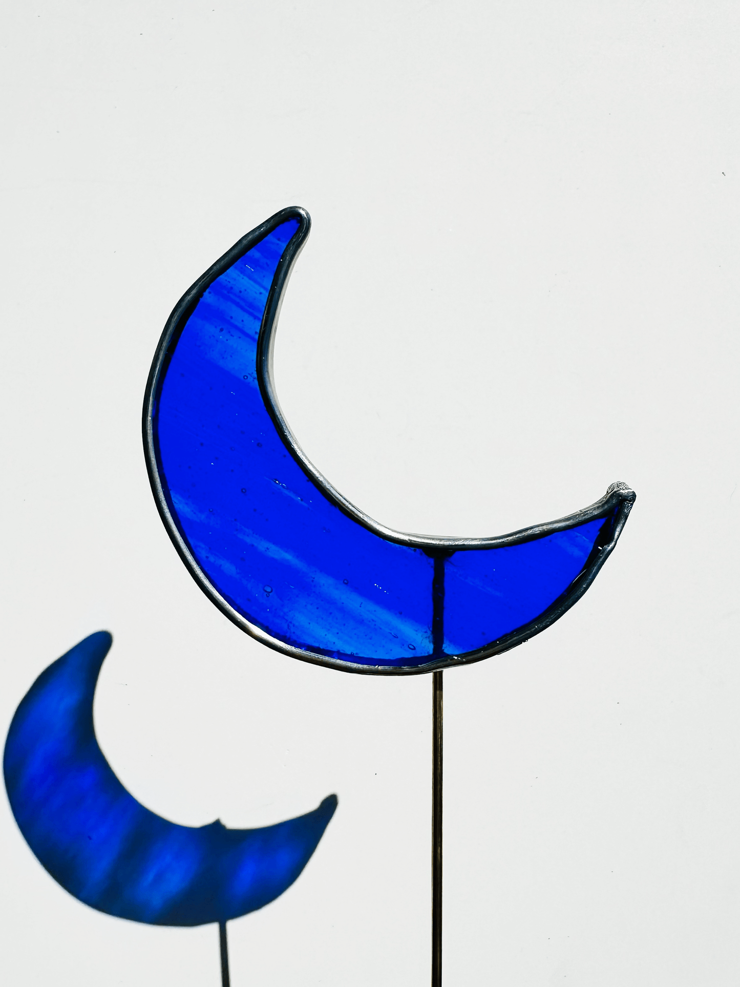 Crescent Moon Stained Glass Plant Stakes - Faux Theory Design