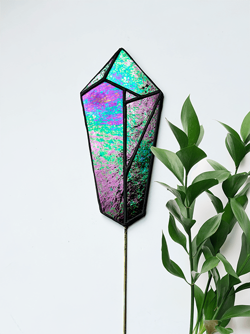 Crystal Stained Glass Plant Stakes - Faux Theory Design