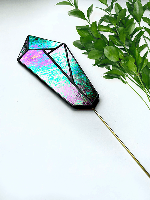 Crystal Stained Glass Plant Stakes - Faux Theory Design