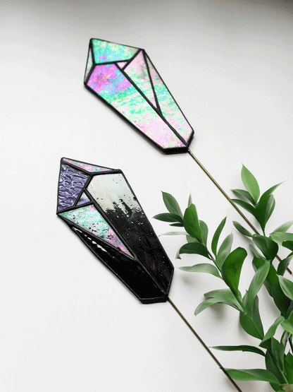 Crystal Stained Glass Plant Stakes - Faux Theory Design