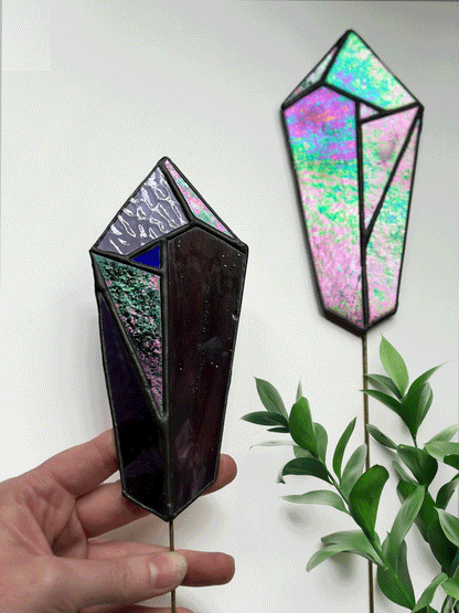 Crystal Stained Glass Plant Stakes - Faux Theory Design