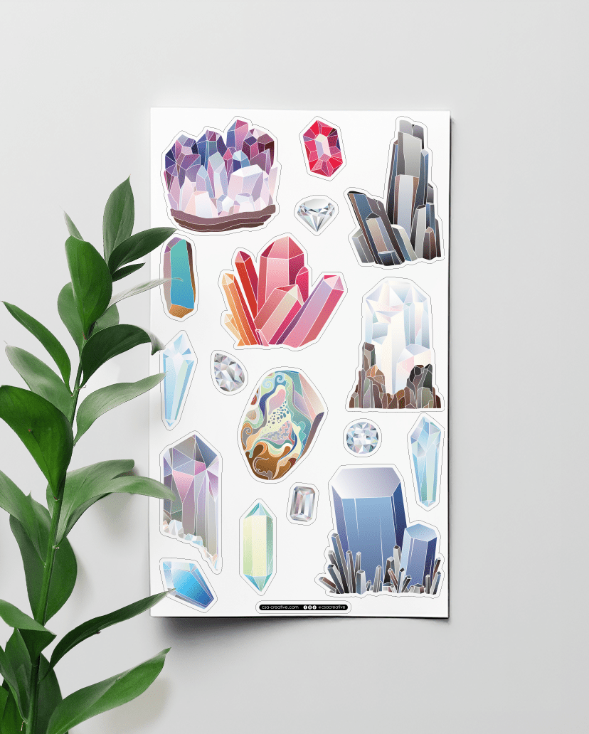 Crystals 4"x7" Sticker Sheet - Faux Theory Design