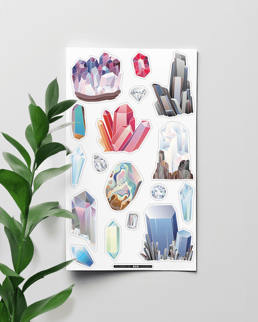 Crystals 4"x7" Sticker Sheet - Faux Theory Design
