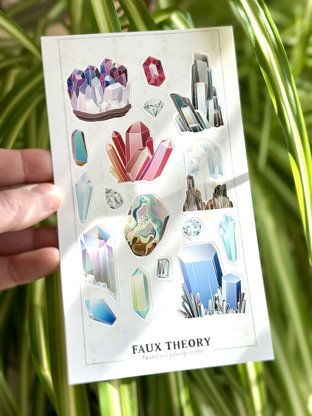 Crystals and Gemstones 4"x7" Sticker Sheet - Faux Theory Design