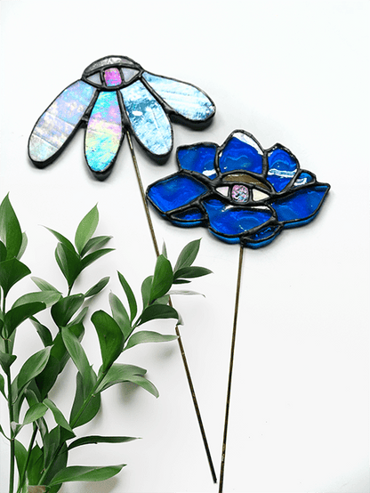Eye - Bloom Stained Glass Plant Stakes - Faux Theory Design