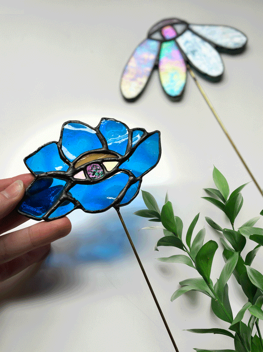 Eye - Bloom Stained Glass Plant Stakes - Faux Theory Design