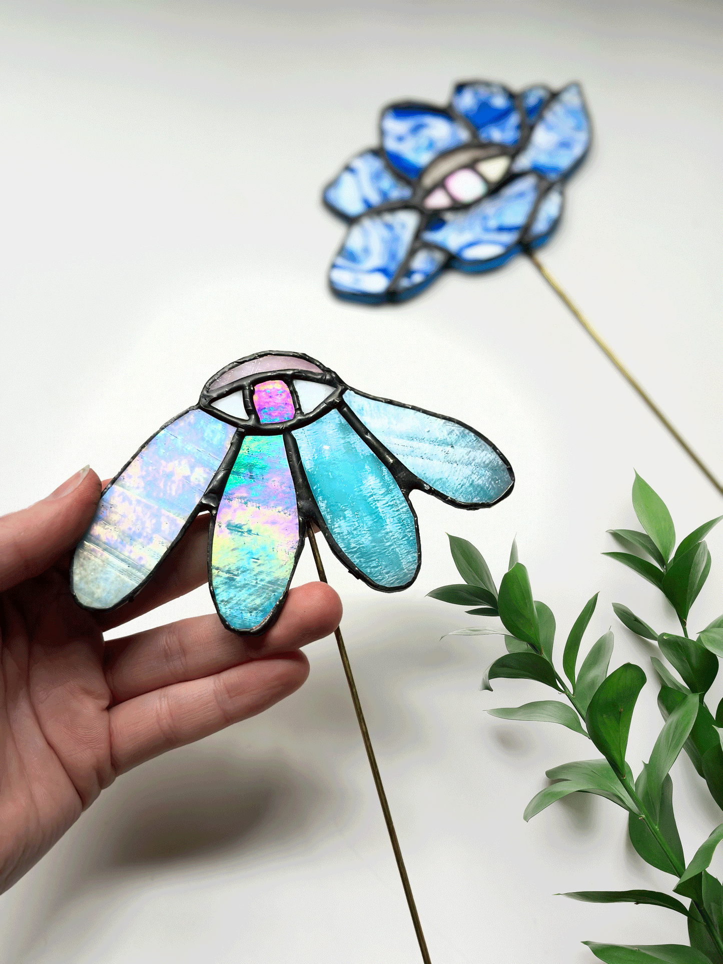 Eye - Bloom Stained Glass Plant Stakes - Faux Theory Design