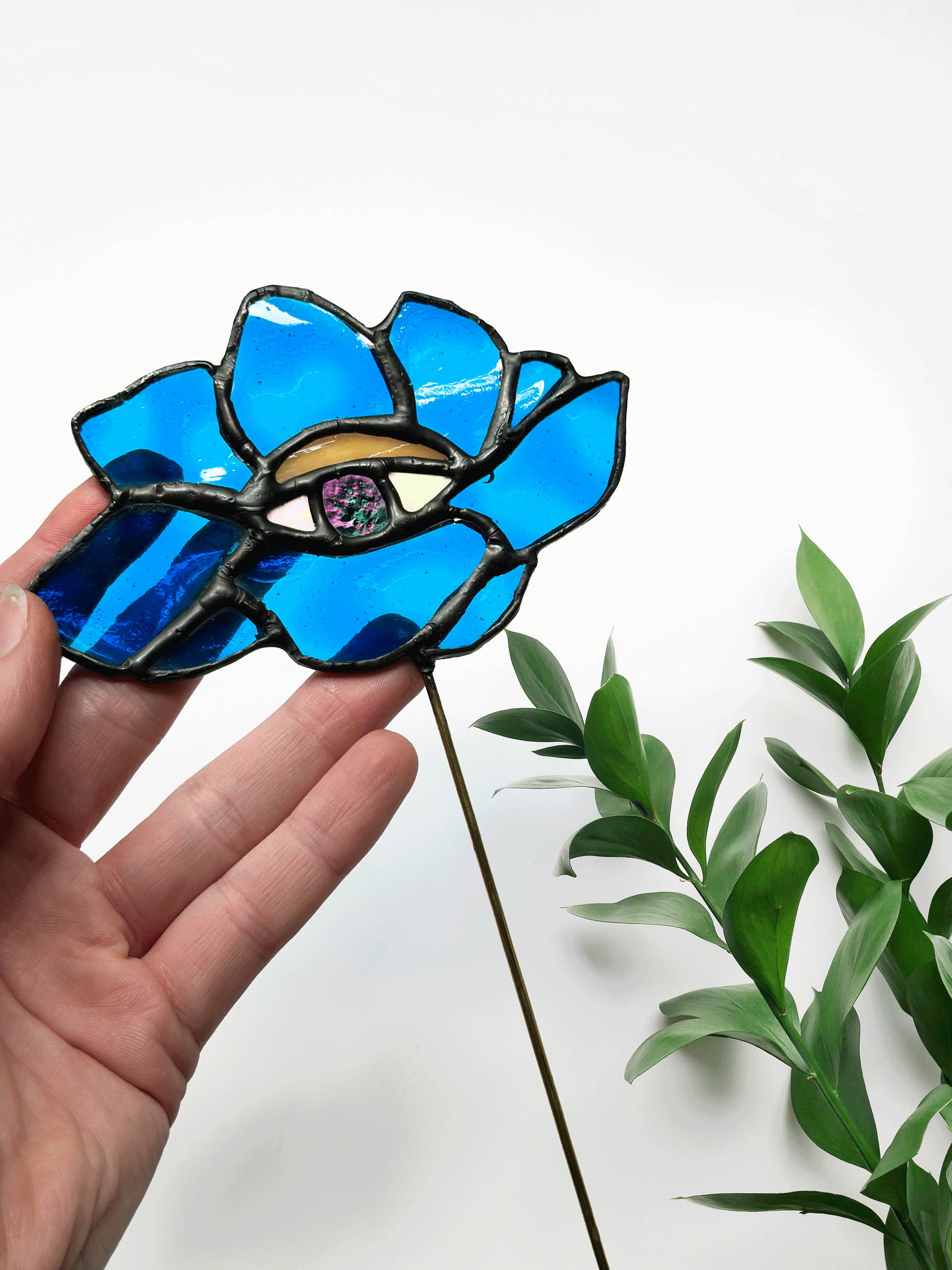 Eye - Bloom Stained Glass Plant Stakes - Faux Theory Design