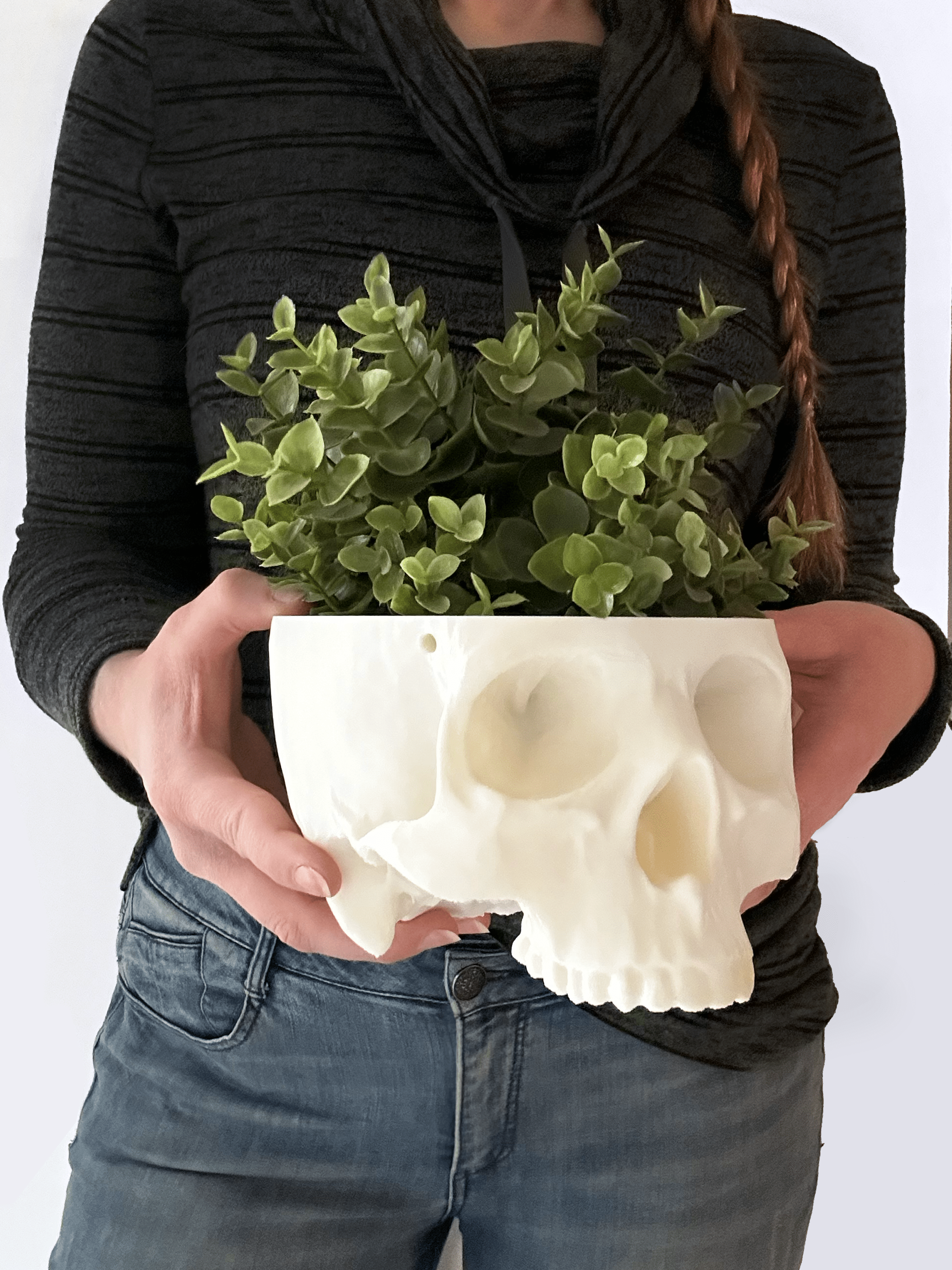 gothic hanging planter Hanging Skull Planter: 3D Printed Gothic Home for Greenery – Faux Theory Design