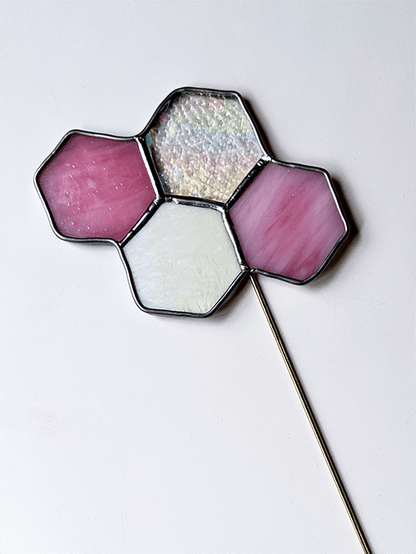 Honeycomb Stained Glass Plant Stakes - Faux Theory Design