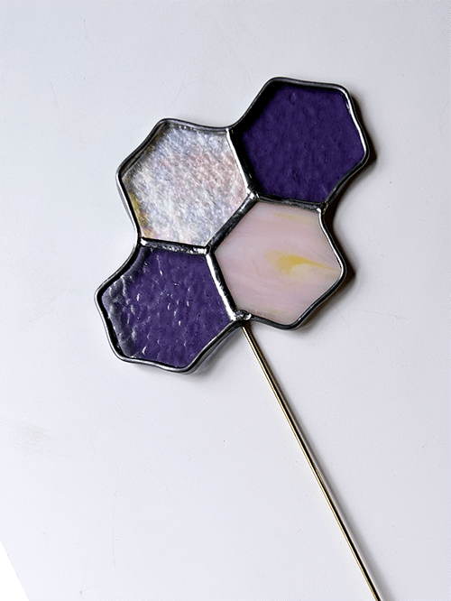 Honeycomb Stained Glass Plant Stakes - Faux Theory Design