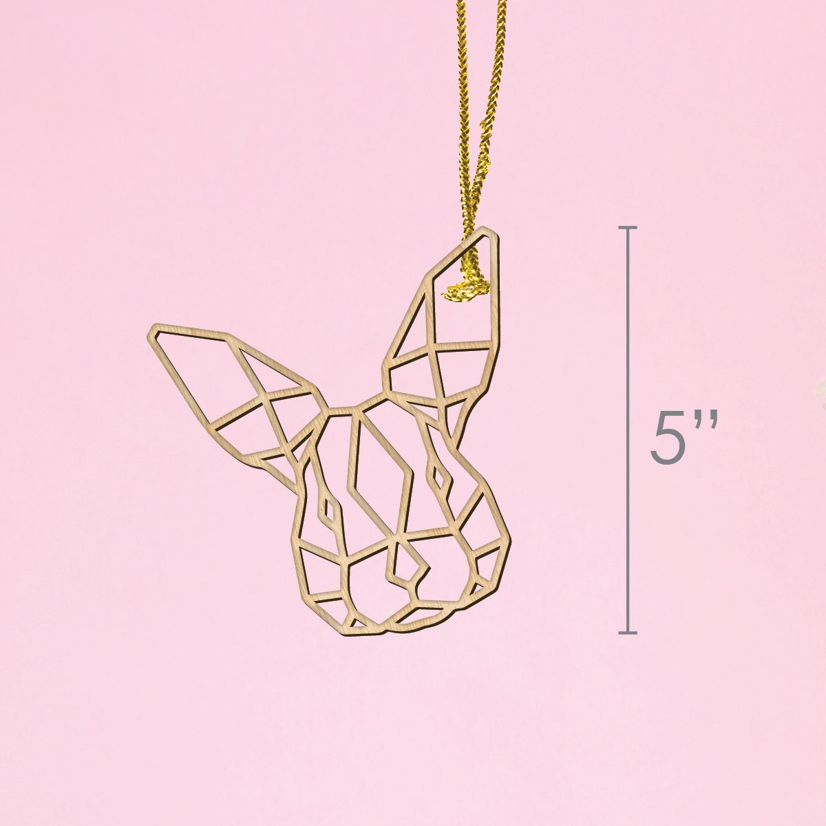 Geometric Rabbit Ornament: Laser Cut Wood Holiday Decor