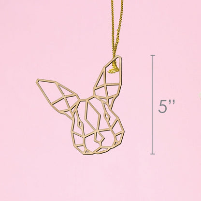 Geometric Rabbit Ornament: Laser Cut Wood Holiday Decor