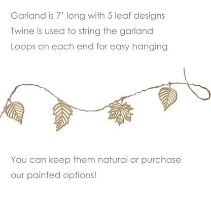 Fall Leaf Garland: Laser Cut Wood Autumn Decor