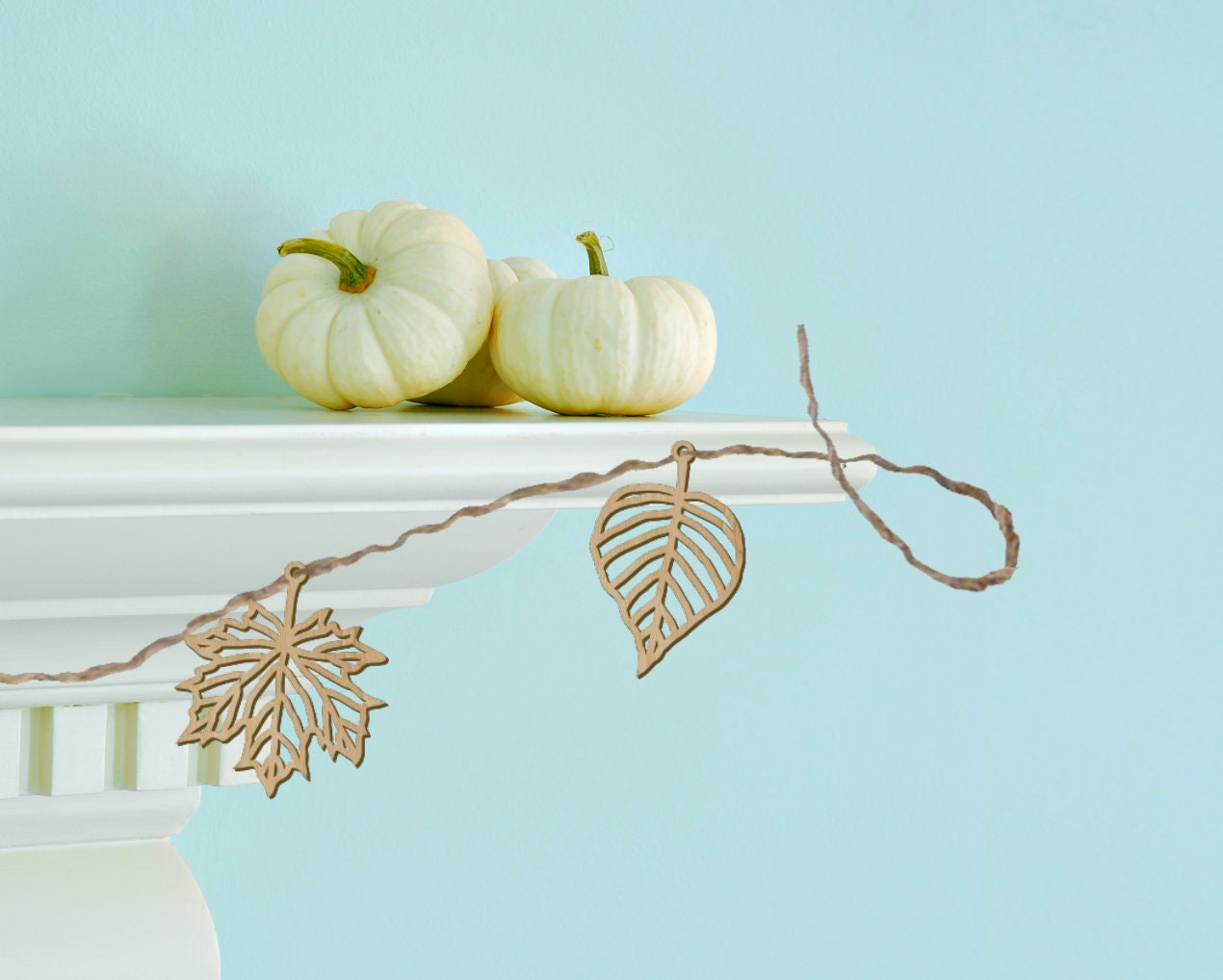 Fall Leaf Garland: Laser Cut Wood Autumn Decor