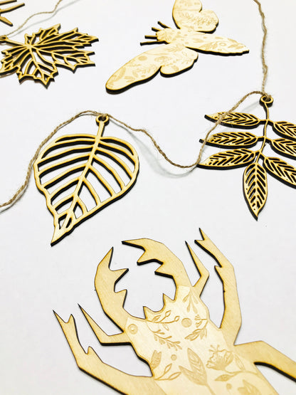 Fall Leaf Garland: Laser Cut Wood Autumn Decor