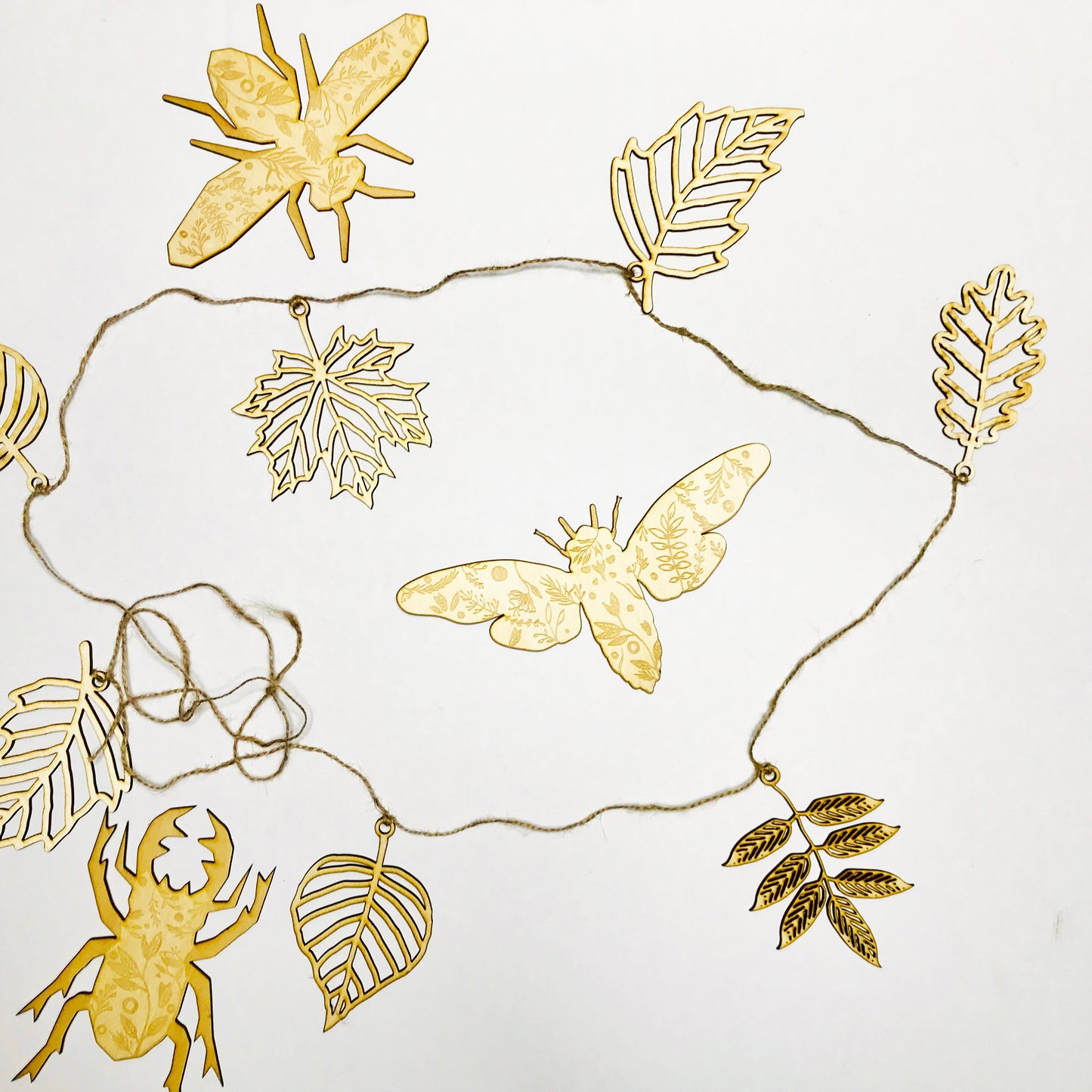 Fall Leaf Garland: Laser Cut Wood Autumn Decor