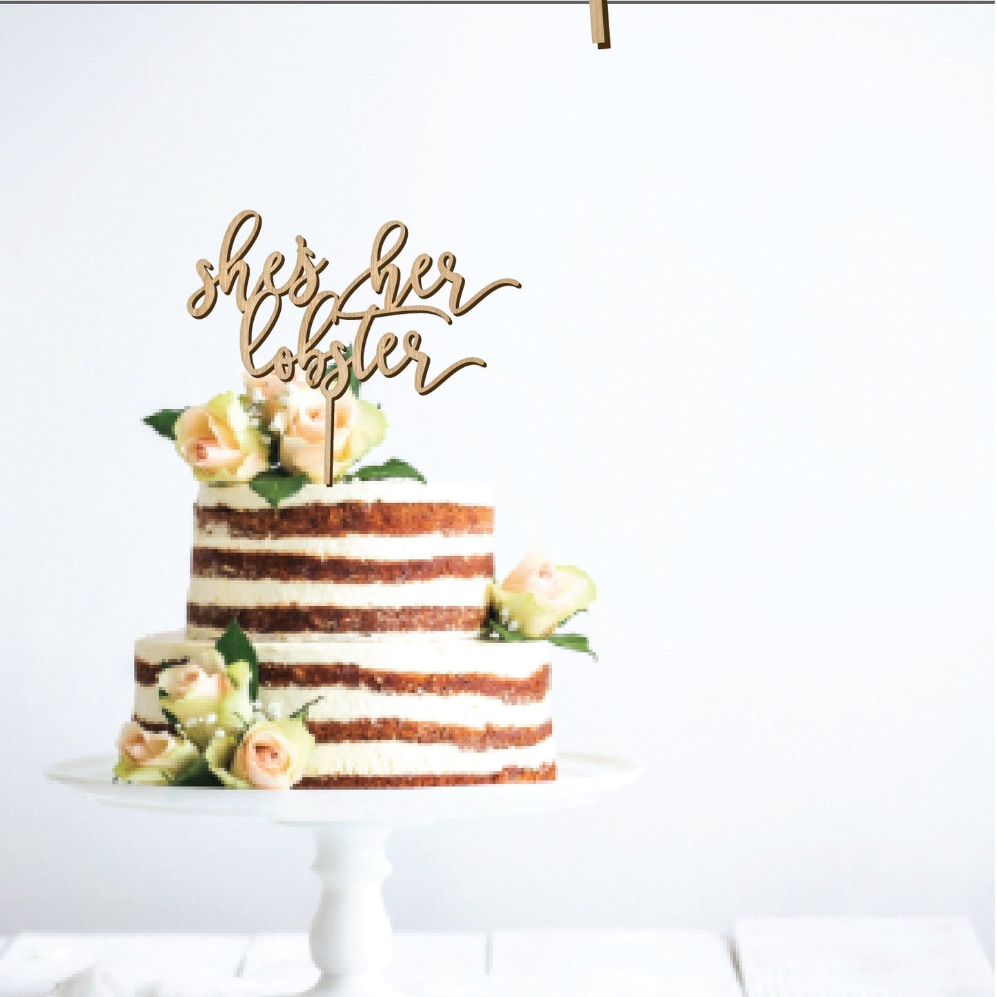 She's Her Lobster Cake Topper: Laser Cut Wood Wedding Decor