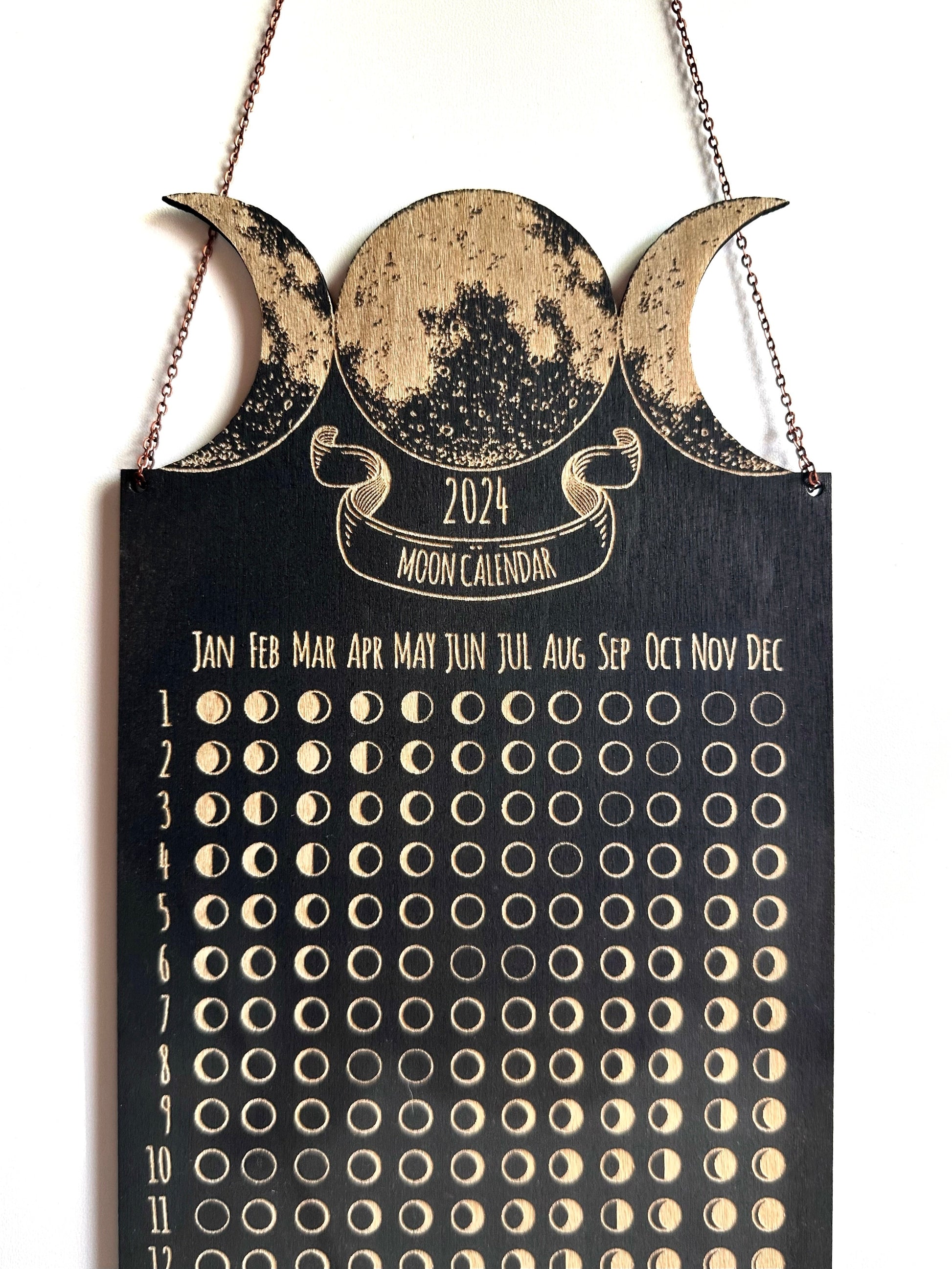 Lunar Moon Calendar, Phases of the Moon - Faux Theory Design