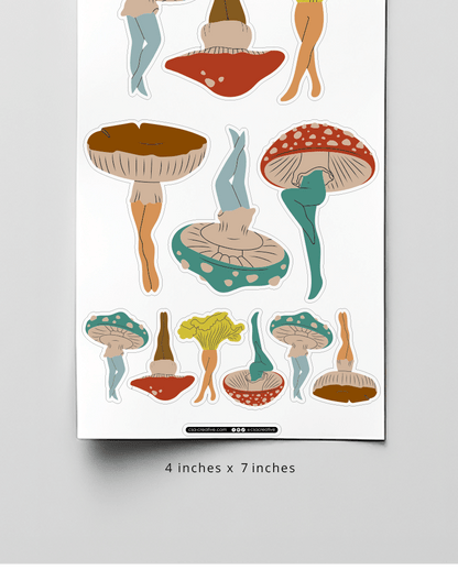 Mushroom Ladies 4"x7" Sticker Sheet - Faux Theory Design