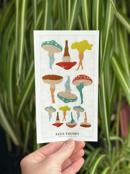 Mushroom Ladies 4"x7" Sticker Sheet - Faux Theory Design