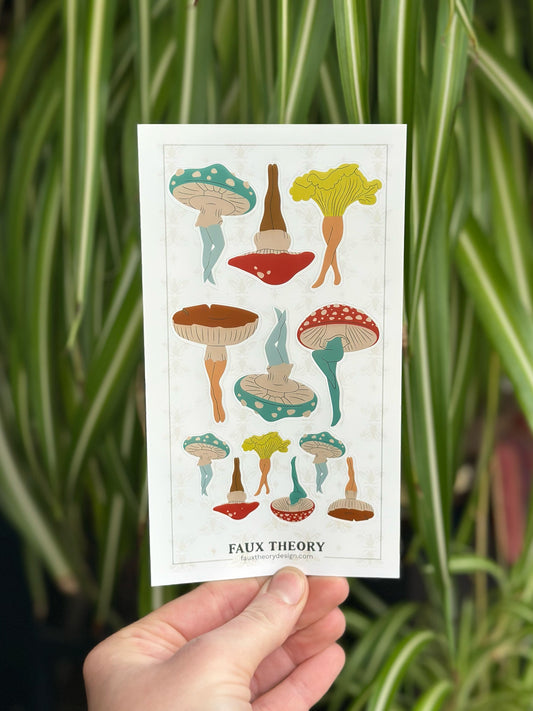 Mushroom Ladies 4"x7" Sticker Sheet - Faux Theory Design