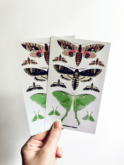 Night Moths 4"x7" Sticker Sheet - Faux Theory Design
