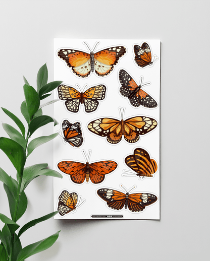 Orange Butterflies 4"x7" Sticker Sheet - Faux Theory Design