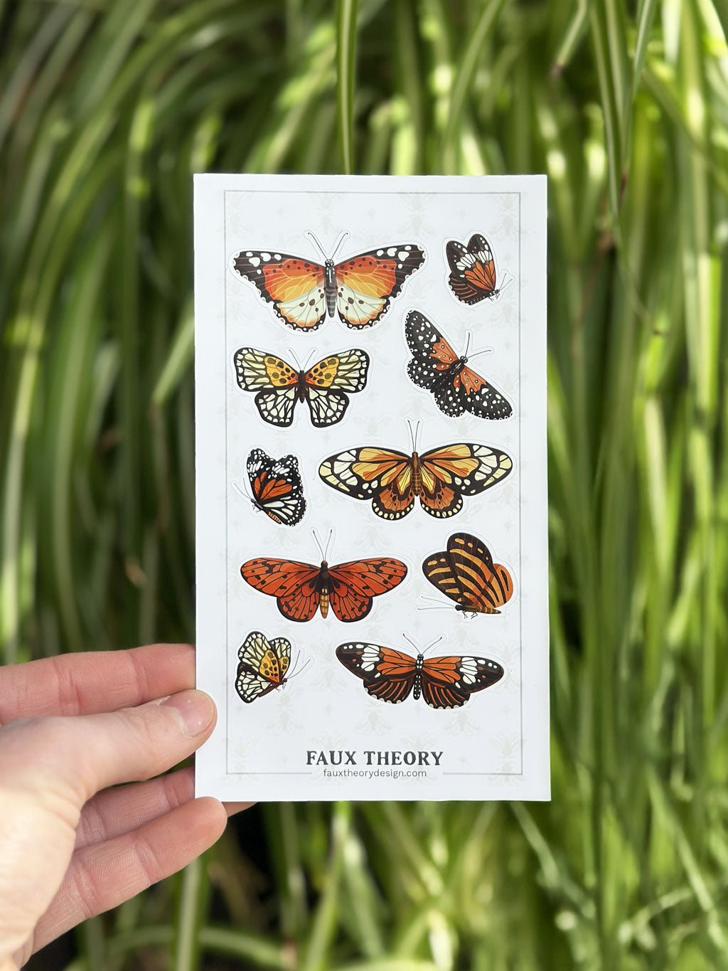 Orange Butterflies 4"x7" Sticker Sheet - Faux Theory Design