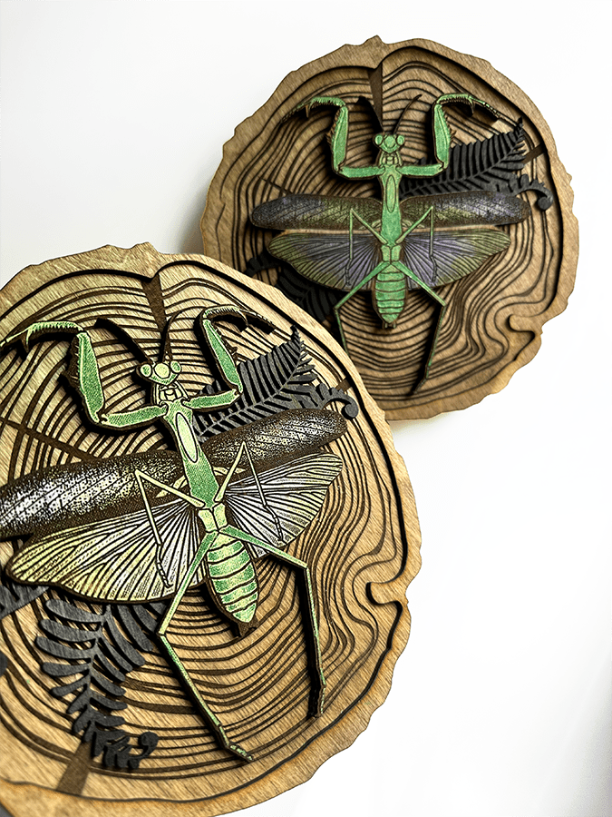 Praying Mantis Wood Slice - Faux Theory Design