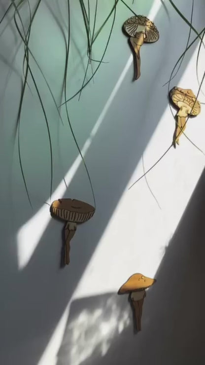 Mushroom Ladies Wooden Magnets (Set of 5)